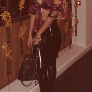 Black Small shiny Leather Pants